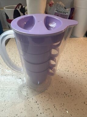 Purple Stacking Pitcher and Cups Set - Durable Home Kitchen Beverage Set
